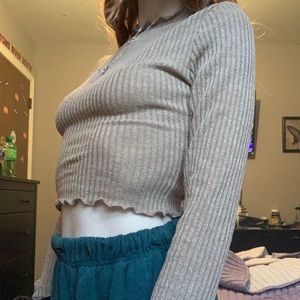 light brown / tan long sleeve crop top
